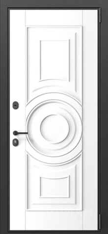 Фото «Белая дверь из толстого металла с декоративной вставкой №4»