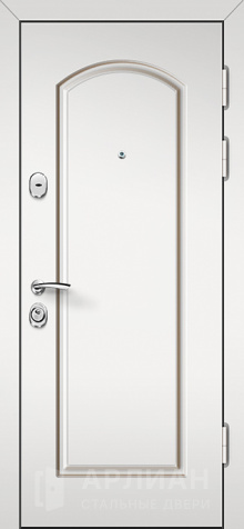 Фото «Входная белая дверь с надежным цилиндровым замком и коричневой панелью внутри №9»